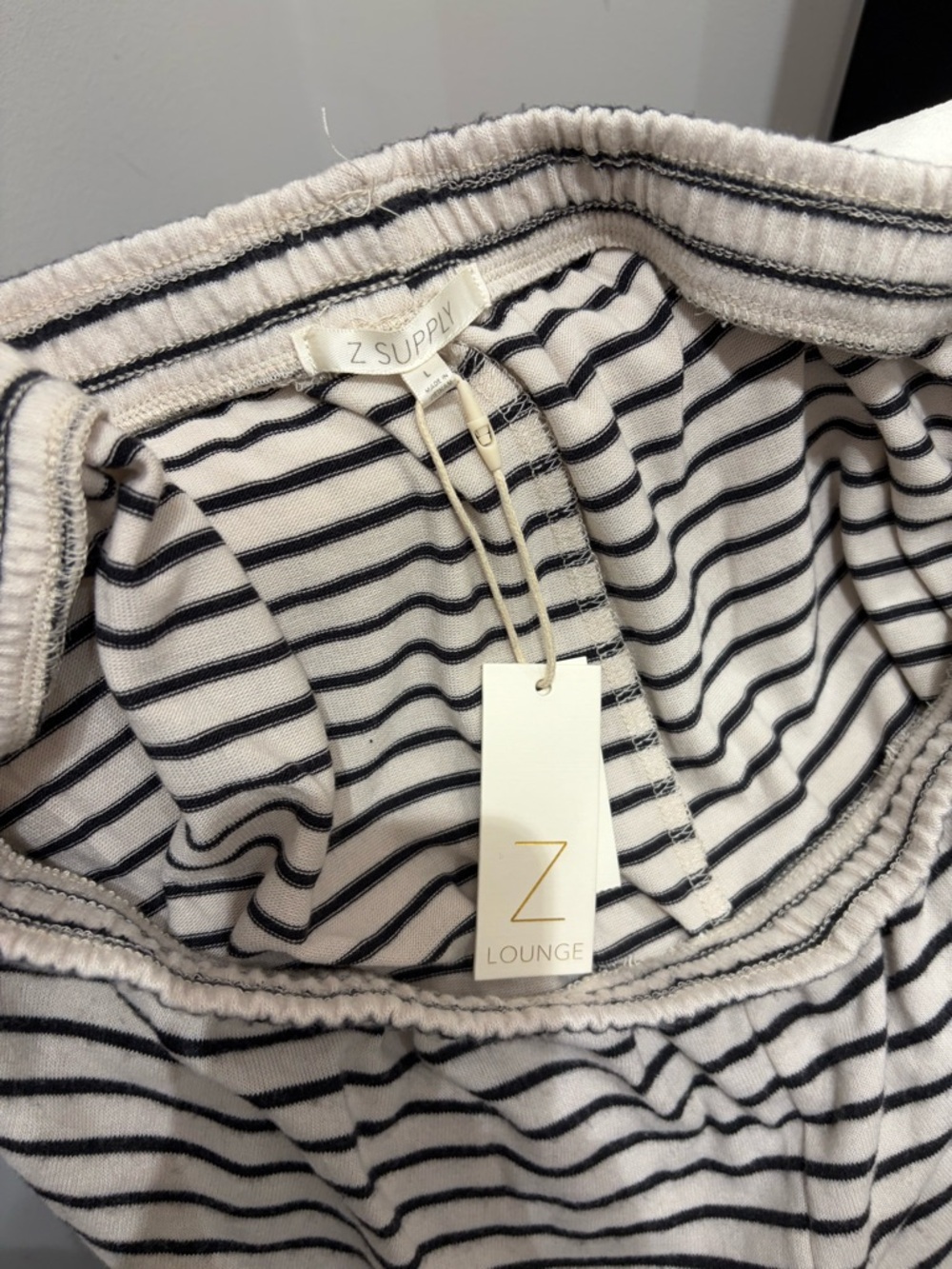 Z Supply Cream and Black Striped Lounge Shorts PM - Picture 3 of 3